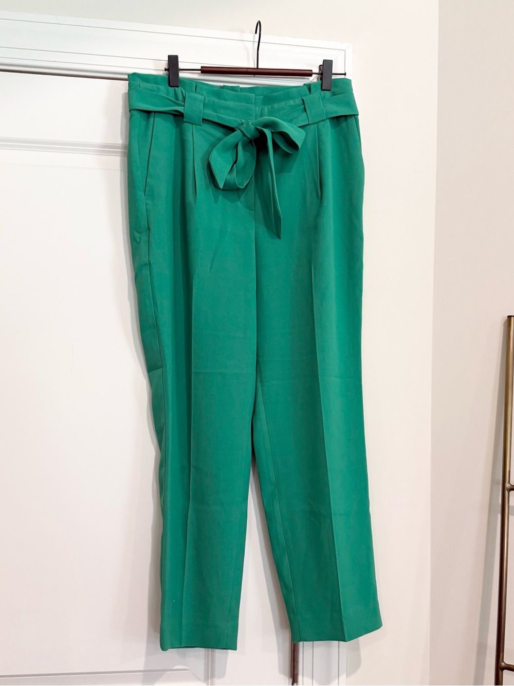 NWOT Express High Rise Paperbag Waist Ankle Pants with Tie Belt